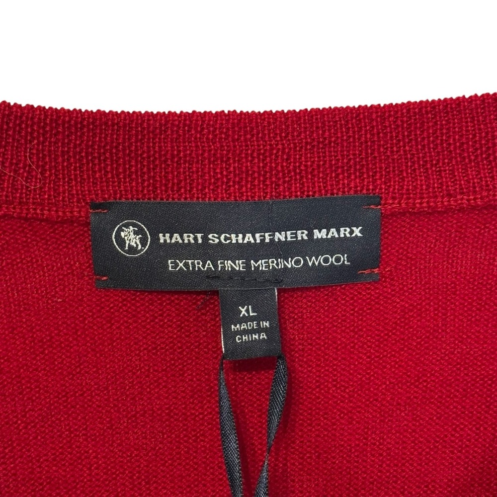 Hart Schaffner Marx Men's Sweater Extra Fine Merino Wool Briella Yarn V-Neck XL - Picture 9 of 12